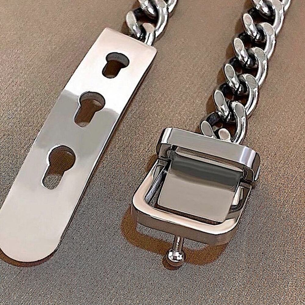 Belt Buckle Silver Chain Bracelet Stainless Steel - Picture 7 of 8